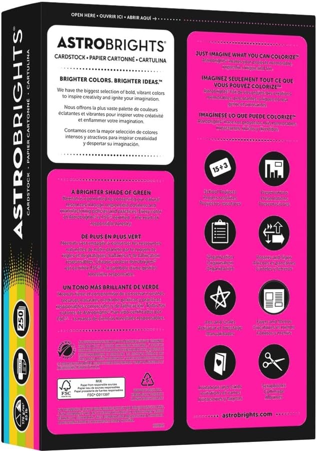 image:imageAstrobrights Color Cardstock Bright Assortment 65 lb Cover Weight 85 x 11 Assorted 250Pack85 x 11 Pack of 1