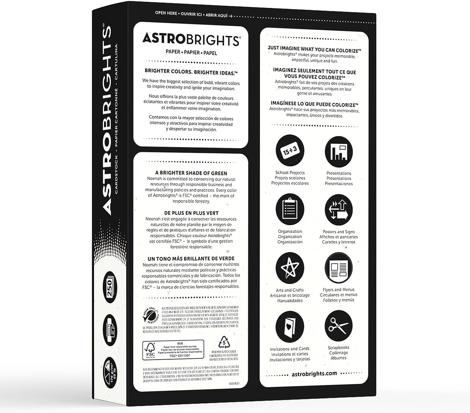 image:imageAstrobrights Colored Cardstock 85 x 11 65 lb176 gsm Stardust White MultiColor Flecked 250 Sheets 2140865lb Colored Cardstock