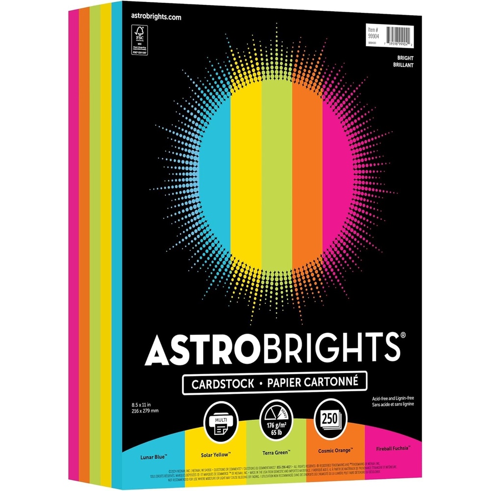 image:imageAstrobrights Color Cardstock Bright Assortment 65 lb Cover Weight 85 x 11 Assorted 250Pack85 x 11 Pack of 1