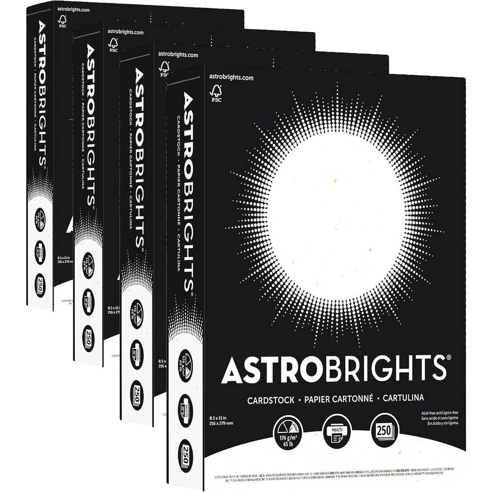 image:imageAstrobrights Colored Cardstock 85 x 11 65 lb176 gsm Stardust White MultiColor Flecked 250 Sheets 2140865lb Colored Cardstock Pack of 4