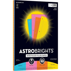 image:imageAstrobrights Filler Paper 8 x 10 12 Wide Ruled 20 Lb FSC Certified Assorted Colors Pack Of 100 Sheetspack of 100 sheets