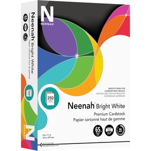 image:imageNeenah Bright White Bright White Card Stock 96 Bright 65 lb Cover Weight 85 x 11 250Pack250 Sheet