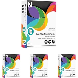 image:imageNeenah Bright White Bright White Card Stock 96 Bright 65 lb Cover Weight 85 x 11 250Pack250 Sheet Pack of 4